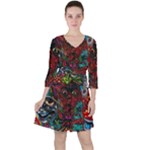 Somewhere Near Oblivion Nightmares Acid Colors Psychedelic Quarter Sleeve Ruffle Waist Dress