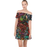 Somewhere Near Oblivion Nightmares Acid Colors Psychedelic Off Shoulder Chiffon Dress