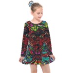 Somewhere Near Oblivion Nightmares Acid Colors Psychedelic Kids  Long Sleeve Dress