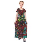 Somewhere Near Oblivion Nightmares Acid Colors Psychedelic Kids  Short Sleeve Maxi Dress