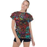 Somewhere Near Oblivion Nightmares Acid Colors Psychedelic Ruffle Collar Chiffon Blouse