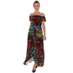 Somewhere Near Oblivion Nightmares Acid Colors Psychedelic Off Shoulder Open Front Chiffon Dress