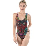 Somewhere Near Oblivion Nightmares Acid Colors Psychedelic High Leg Strappy Swimsuit