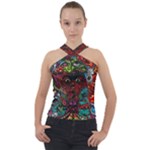 Somewhere Near Oblivion Nightmares Acid Colors Psychedelic Cross Neck Velour Top
