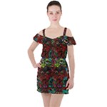 Somewhere Near Oblivion Nightmares Acid Colors Psychedelic Ruffle Cut Out Chiffon Playsuit