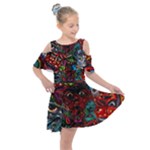 Somewhere Near Oblivion Nightmares Acid Colors Psychedelic Kids  Shoulder Cutout Chiffon Dress