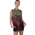 Somewhere Near Oblivion Nightmares Acid Colors Psychedelic Sleeveless Chiffon Button Shirt