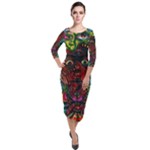 Somewhere Near Oblivion Nightmares Acid Colors Psychedelic Quarter Sleeve Midi Velour Bodycon Dress
