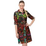 Somewhere Near Oblivion Nightmares Acid Colors Psychedelic Long Sleeve Mini Shirt Dress