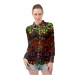 Somewhere Near Oblivion Nightmares Acid Colors Psychedelic Long Sleeve Chiffon Shirt