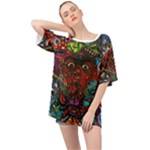 Somewhere Near Oblivion Nightmares Acid Colors Psychedelic Oversized Chiffon Top