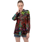 Somewhere Near Oblivion Nightmares Acid Colors Psychedelic Long Sleeve Satin Shirt