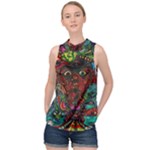 Somewhere Near Oblivion Nightmares Acid Colors Psychedelic High Neck Satin Top