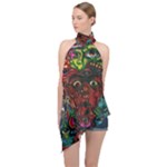 Somewhere Near Oblivion Nightmares Acid Colors Psychedelic Halter Asymmetric Satin Top