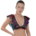 Somewhere Near Oblivion Nightmares Acid Colors Psychedelic Plunge Frill Sleeve Bikini Top