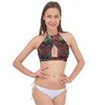 Somewhere Near Oblivion Nightmares Acid Colors Psychedelic Cross Front Halter Bikini Top