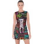 Somewhere Near Oblivion Nightmares Acid Colors Psychedelic Lace Up Front Bodycon Dress