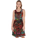 Somewhere Near Oblivion Nightmares Acid Colors Psychedelic Knee Length Skater Dress With Pockets
