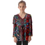 Somewhere Near Oblivion Nightmares Acid Colors Psychedelic Kids  V Neck Casual Top