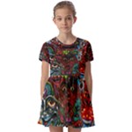 Somewhere Near Oblivion Nightmares Acid Colors Psychedelic Kids  Short Sleeve Pinafore Style Dress