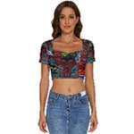 Somewhere Near Oblivion Nightmares Acid Colors Psychedelic Short Sleeve Square Neckline Crop Top 