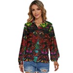 Somewhere Near Oblivion Nightmares Acid Colors Psychedelic Women s Long Sleeve Button Up Shirt