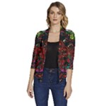 Somewhere Near Oblivion Nightmares Acid Colors Psychedelic Women s Draped Front 3/4 Sleeve Shawl Collar Jacket