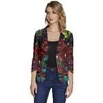 Somewhere Near Oblivion Nightmares Acid Colors Psychedelic Women s One-Button 3/4 Sleeve Short Jacket