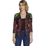 Somewhere Near Oblivion Nightmares Acid Colors Psychedelic Women s Casual 3/4 Sleeve Spring Jacket