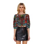 Somewhere Near Oblivion Nightmares Acid Colors Psychedelic Mid Sleeve Drawstring Hem Top