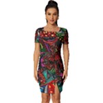 Somewhere Near Oblivion Nightmares Acid Colors Psychedelic Fitted Knot Split End Bodycon Dress