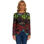 Somewhere Near Oblivion Nightmares Acid Colors Psychedelic Long Sleeve Crew Neck Pullover Top