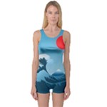 Minimalism Great Wave Off Kanagawa One Piece Boyleg Swimsuit