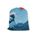 Minimalism Great Wave Off Kanagawa Drawstring Pouch (Large)