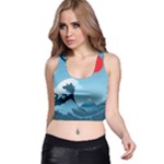 Minimalism Great Wave Off Kanagawa Racer Back Crop Top