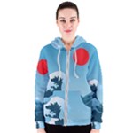Minimalism Great Wave Off Kanagawa Women s Zipper Hoodie