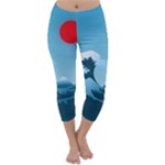 Minimalism Great Wave Off Kanagawa Capri Winter Leggings 