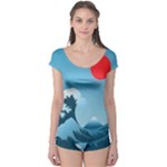 Minimalism Great Wave Off Kanagawa Boyleg Leotard 