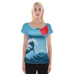 Minimalism Great Wave Off Kanagawa Cap Sleeve Top