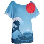 Minimalism Great Wave Off Kanagawa Women s Oversized T-Shirt