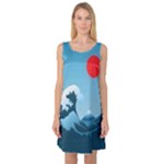 Minimalism Great Wave Off Kanagawa Sleeveless Satin Nightdress