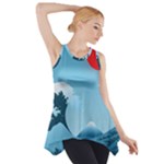 Minimalism Great Wave Off Kanagawa Side Drop Tank Tunic