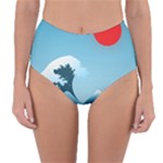 Minimalism Great Wave Off Kanagawa Reversible High-Waist Bikini Bottoms