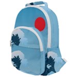 Minimalism Great Wave Off Kanagawa Rounded Multi Pocket Backpack