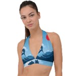 Minimalism Great Wave Off Kanagawa Halter Plunge Bikini Top