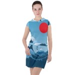 Minimalism Great Wave Off Kanagawa Drawstring Hooded Dress