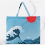Minimalism Great Wave Off Kanagawa Zipper Large Tote Bag