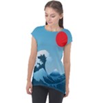 Minimalism Great Wave Off Kanagawa Cap Sleeve High Low Top