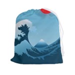 Minimalism Great Wave Off Kanagawa Drawstring Pouch (2XL)