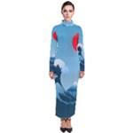 Minimalism Great Wave Off Kanagawa Turtleneck Maxi Dress